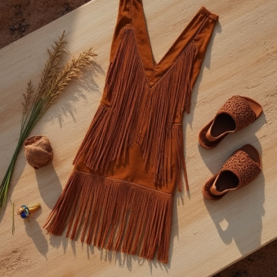 Women's Suede Fringe Shift Dress - Premium Edition