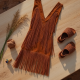 Women's Suede Fringe Shift Dress - Premium Edition