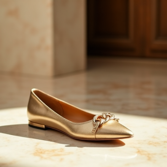 Women's Metallic Chain Ballet Flat