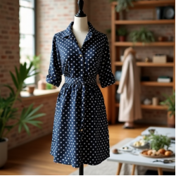 Women's Oversized Polka Shirt Dress