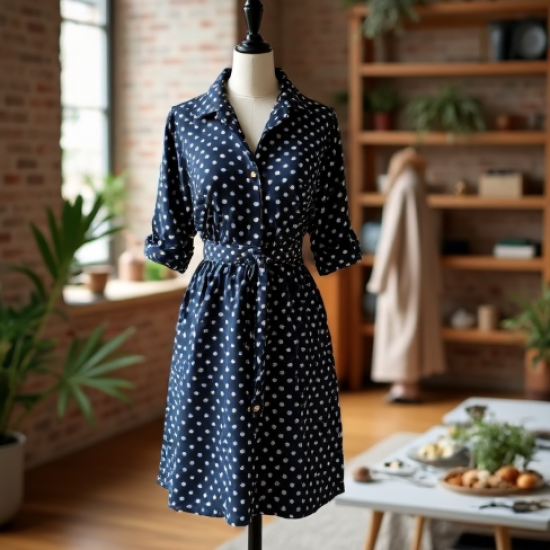 Women's Oversized Polka Shirt Dress