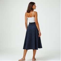 Women's Retro Polka Midi Skirt