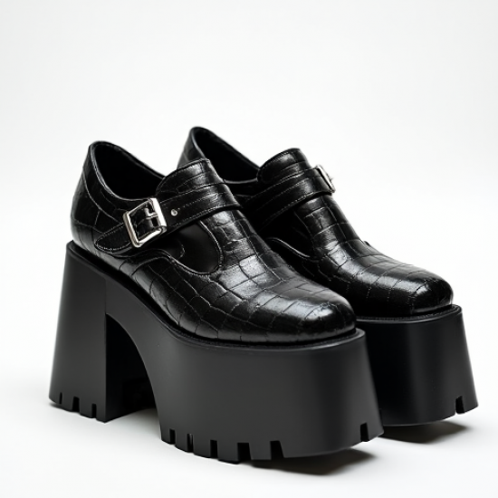 Women's Croc-Embossed Platform Mary Jane