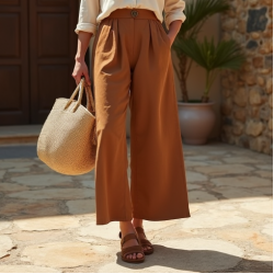 Women's Toffee Linen Blend Trousers
