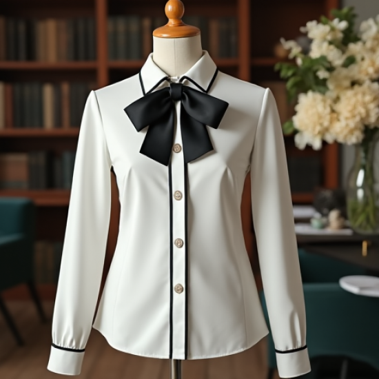 Women's Preppy Bow-Front Top