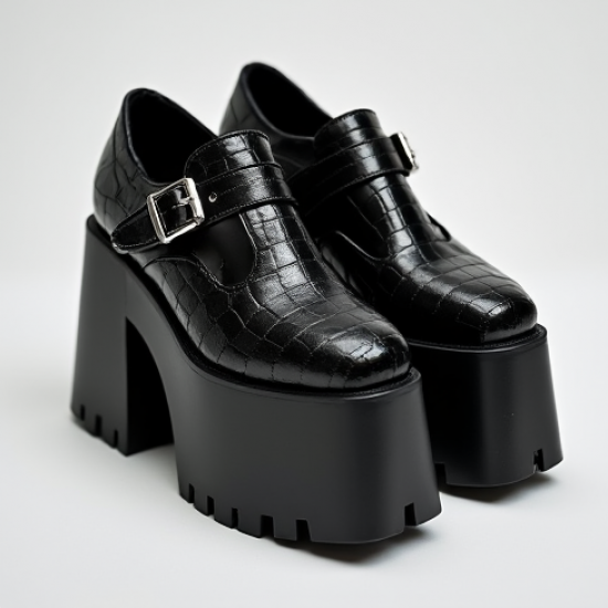 Women's Croc-Embossed Platform Mary Jane