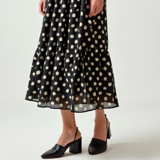 Women's Bold Dot Puff-Sleeve Dress