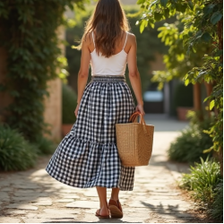 Women's Tiered Checkered Skirt