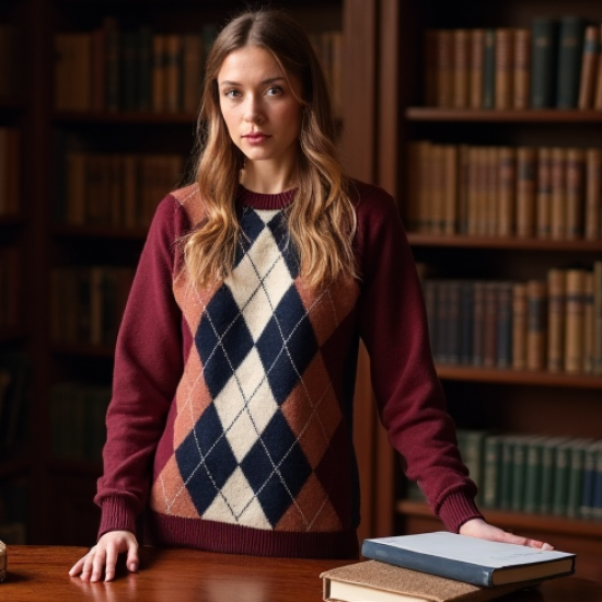 Women's Argyle Crewneck Sweater