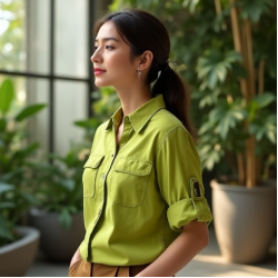 Women's Lime Green Utility Shirt