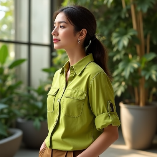 Women's Lime Green Utility Shirt