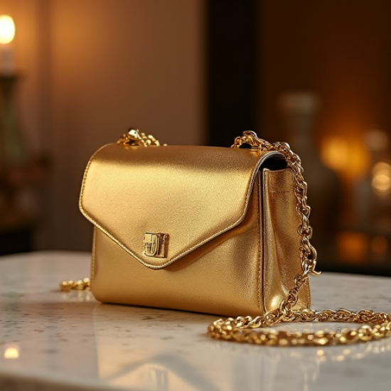 Women's Gold Lamé Shoulder Bag
