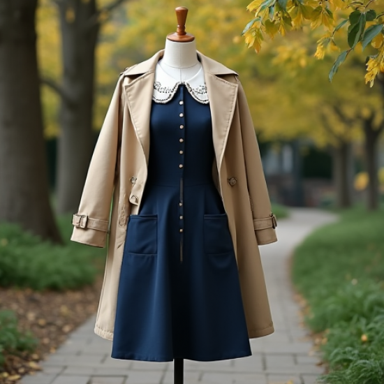 Women's Polka Dot Collar Detail Dress