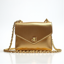 Women's Gold Lamé Shoulder Bag