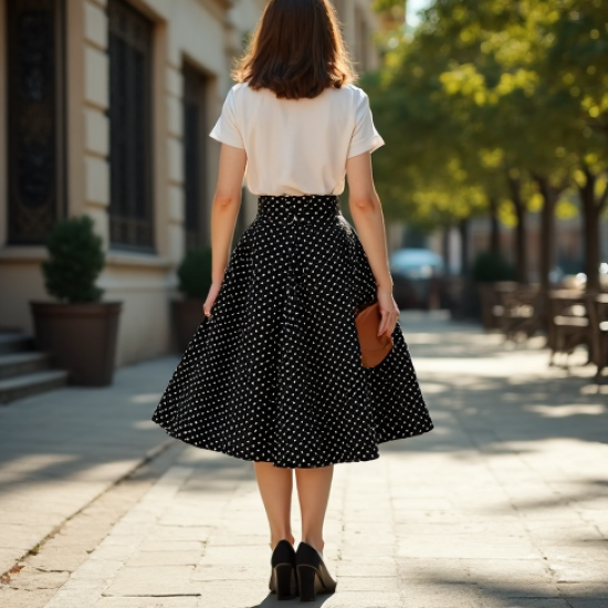 Women's Vintage Polka Flared Skirt