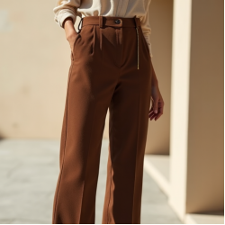 Women's Mocha Suede-Look Pants
