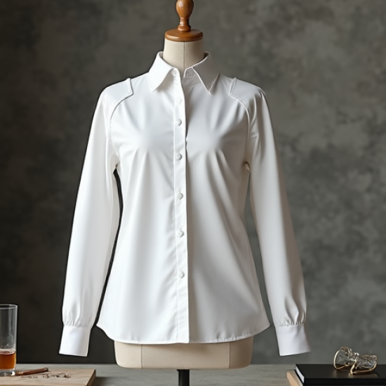 Women's Padded Shoulder Poplin Shirt