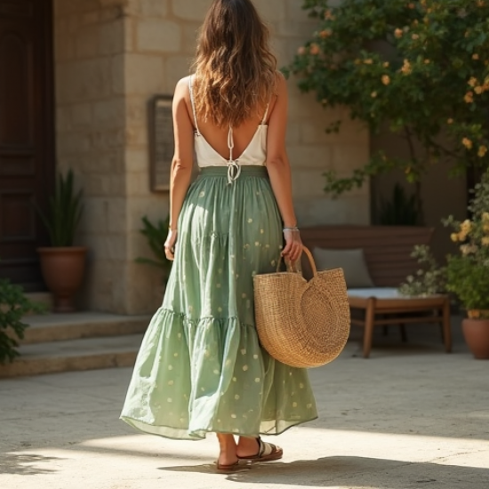 Women's Oversized Polka Tiered Skirt