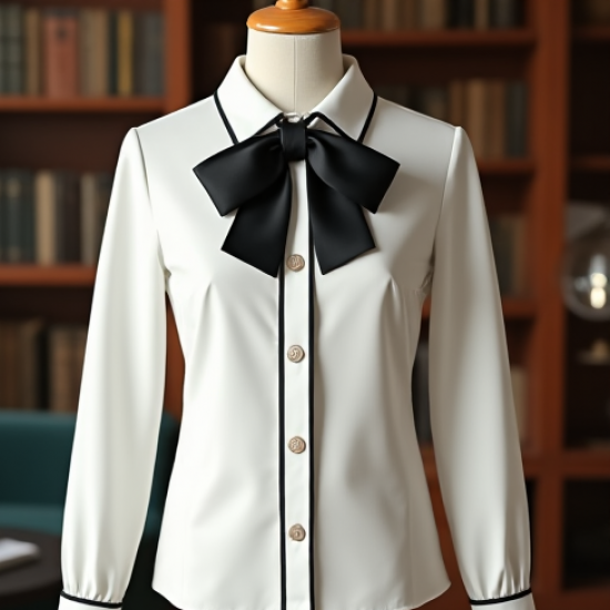 Women's Preppy Bow-Front Top