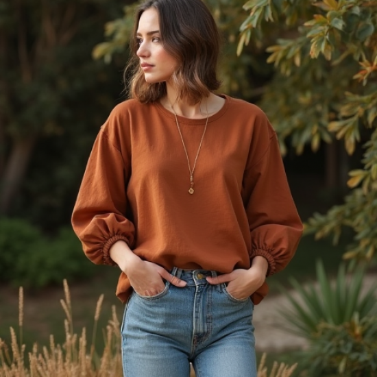 Women's Umber Balloon Sleeve Top