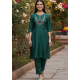 Green Thread Embroidered Straight Kurta