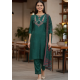 Green Thread Embroidered Straight Kurta